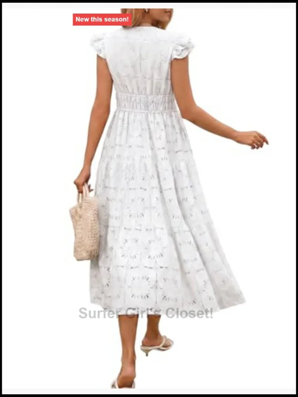 Wedding Guest Dress V Neck Tiered Midi Ruffle Sleeve High Waist Summer Dress